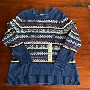 Croft & Barrow Sweater Womens Medium Striped Pullover Geometric Pattern NWT